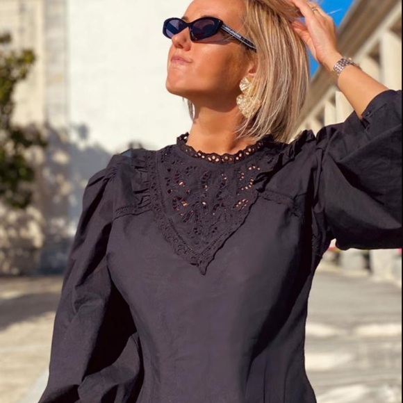 NWT ZARA Voluminous Sleeve Poplin Mini Dress Size M - Picture 5 of 15